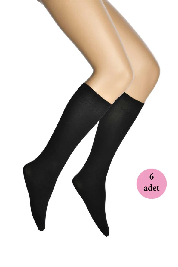 nefertiya 6 Adet Mikro 70 Dizaltı Kadın Çorap Siyah 500
