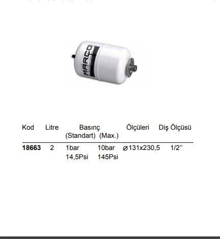 Sealux 2 Litre Beyaz Hidrofor Tankı - Resim 2