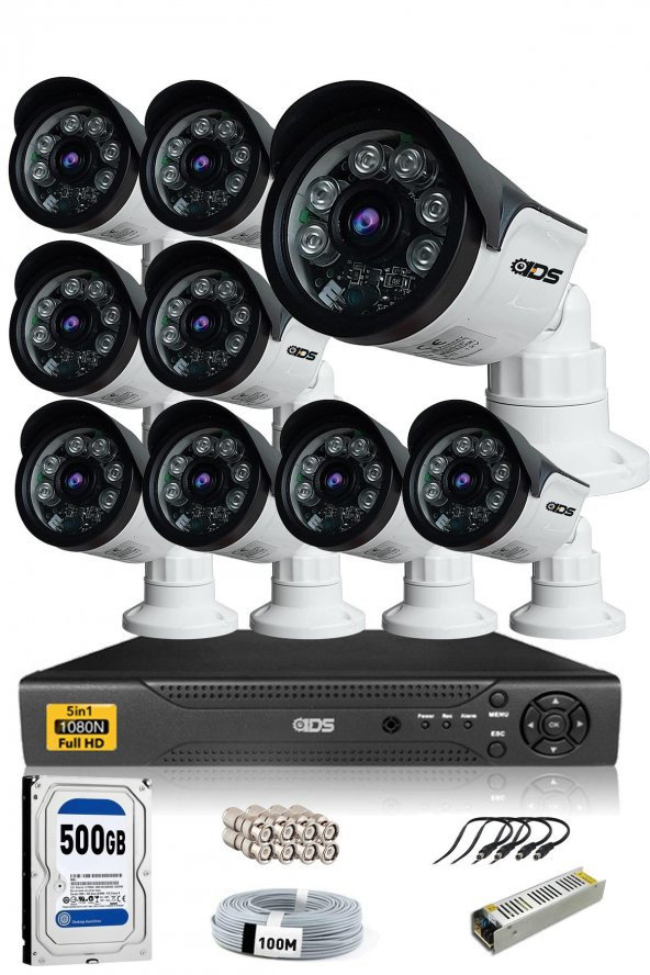9 Kameralı SET - 5MP SONY Lensli Full HD Gece Görüşlü Güvenlik Kamerası Sistemi - Cepten İzle
