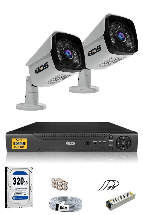 2 Kameralı SET - 5MP SONY Lensli Full HD Gece Görüşlü Güvenlik Kamerası Sistemi 320 Dış