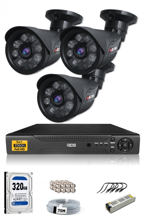 3 Kameralı SET - 5MP SONY Lensli Full HD Gece Görüşlü Güvenlik Kamerası Sistemi - Cepten İzle