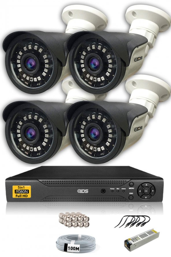 IDS - 4 Kameralı 5MP SONY Lensli 1080P FullHD Güvenlik Kamerası Sistemi - Hard Disksiz