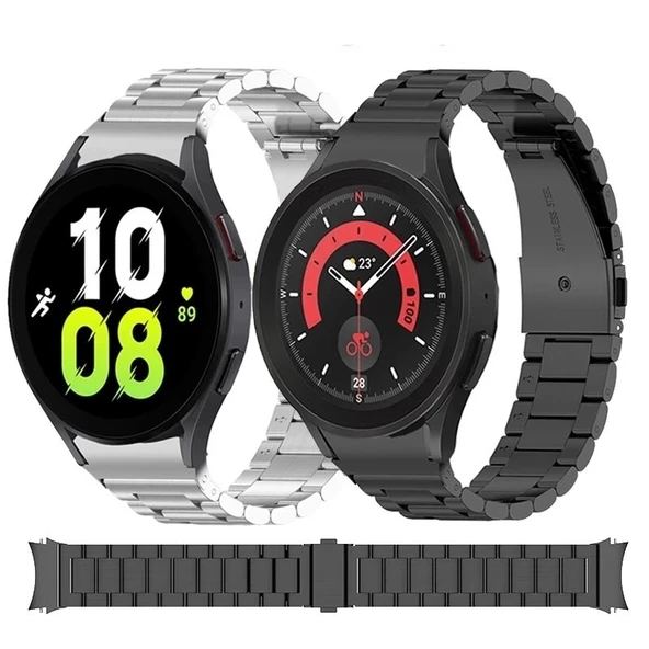 Samsung Galaxy Watch 4 5 6 7 FE 40 44 Classic 42 43 46 47 mm Kordon 1-1 Uyumlu Klipsli Metal Kordon 04