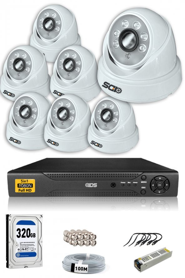 IDS - 7 Kameralı 5MP SONY Lensli 1080P FullHD Güvenlik Kamerası Sistemi - Cepten İzle - 320 İç