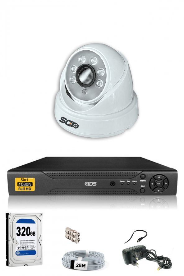 IDS - 1 Kameralı 5MP SONY Lensli 1080P FullHD Güvenlik Kamerası Sistemi - Cepten İzle - 320 İç