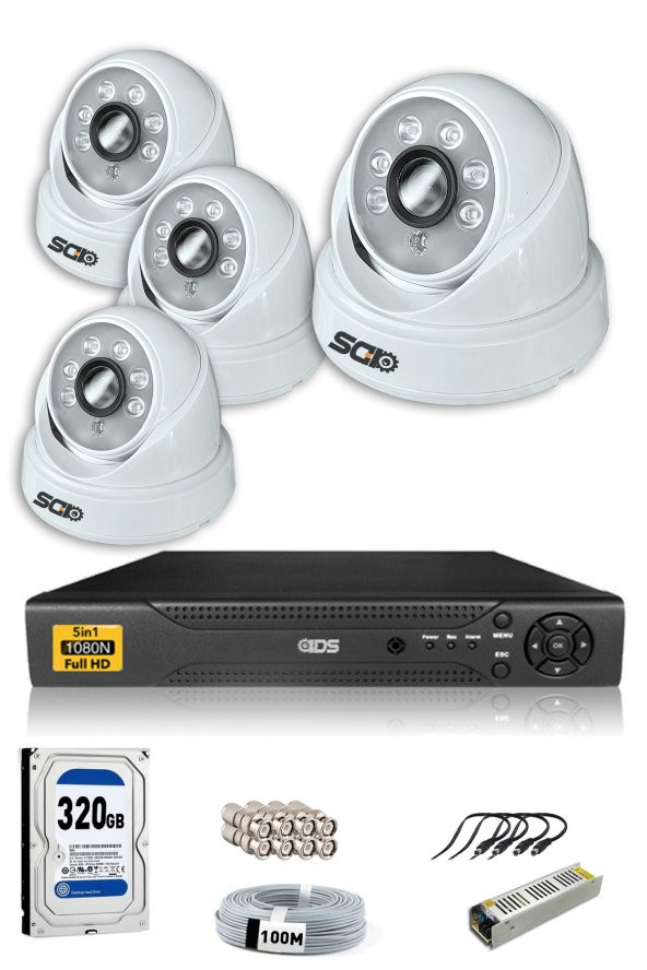 IDS - 4 Kameralı 5MP SONY Lensli 1080P FullHD Güvenlik Kamerası Sistemi - Cepten İzle - 320 İç
