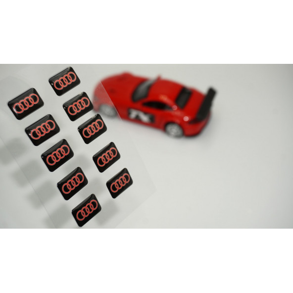 Audi Logo 3D Cam Açma Torpido Konsol Ayna Çıkartma Seti
