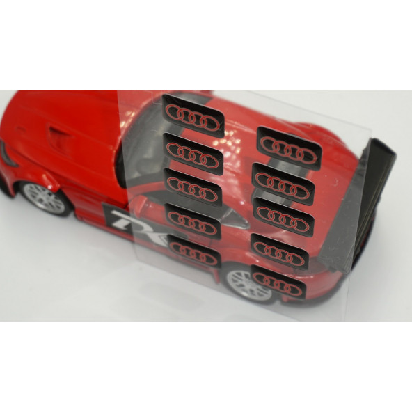 Audi Logo 3D Cam Açma Torpido Konsol Ayna Çıkartma Seti - 3