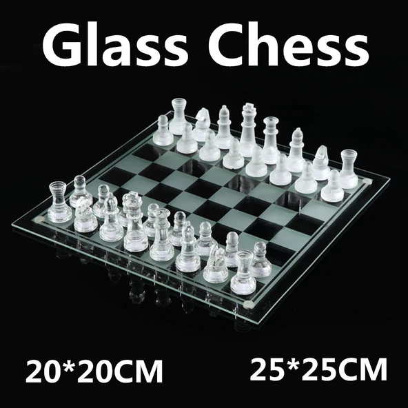 Glass Chess Cam Satranç Takımı (25 cm x 25 cm)