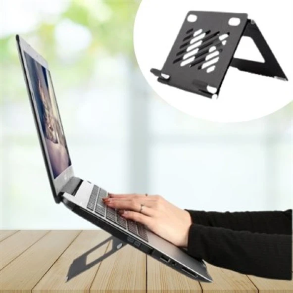 nefertiya   Ayarlanabilir Metal Dizüstü Destek Tabanı Katlanabilir Taşınabilir Laptop Sehpası Standı