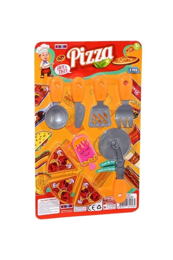 nefertiya Küçük Pizza Oyuncak Seti 40x25 cm 9 parça