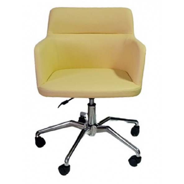 Büro Sandalyesi Örümcek Yıldız Ayaklı Sarı Suni Deri