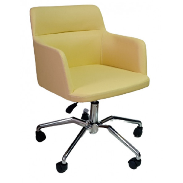Büro Sandalyesi Örümcek Yıldız Ayaklı Sarı Suni Deri - 2