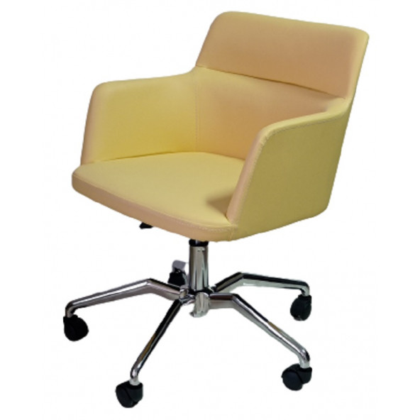 Büro Sandalyesi Örümcek Yıldız Ayaklı Sarı Suni Deri - 4