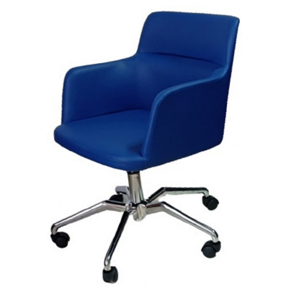 Büro Koltuğu Örümcek Yıldız Ayaklı Mavi Renk Suni Deri - Resim 3