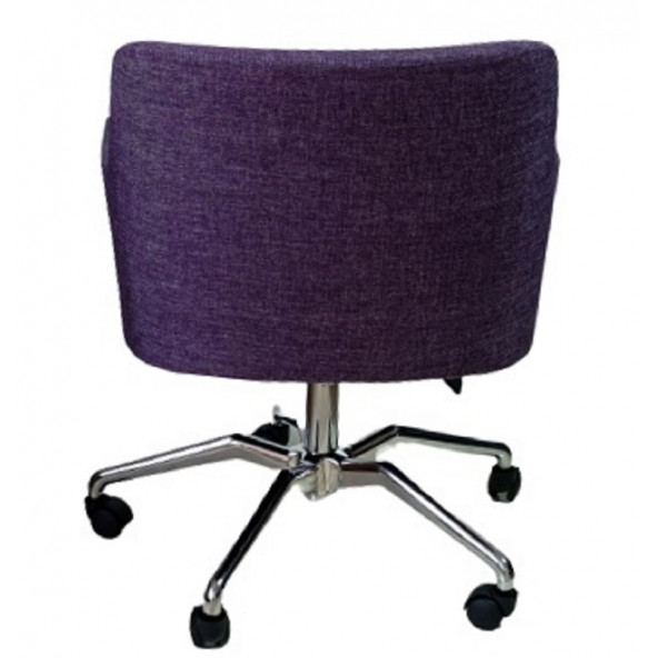 Büro Sandalyesi Örümcek Yıldız Ayaklı Mor Keten Kumaş - 3