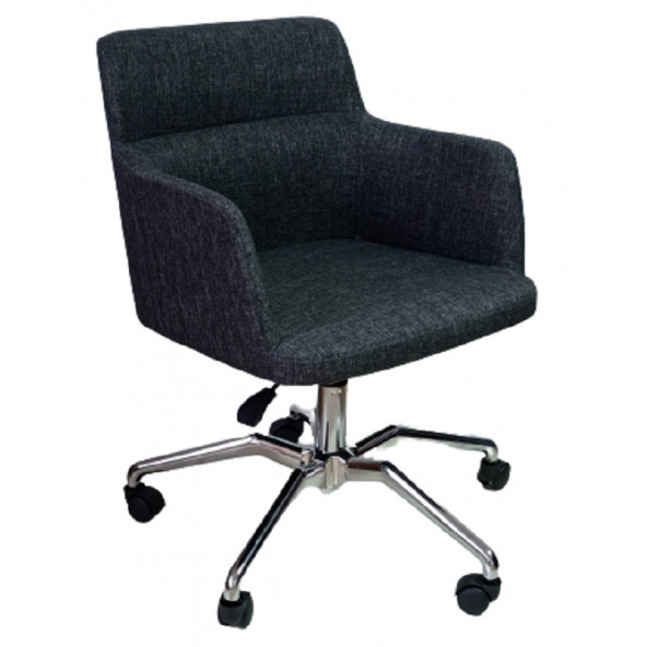 Büro Sandalyesi Örümcek Yıldız Ayaklı Antrasit Keten Kumaş - 2