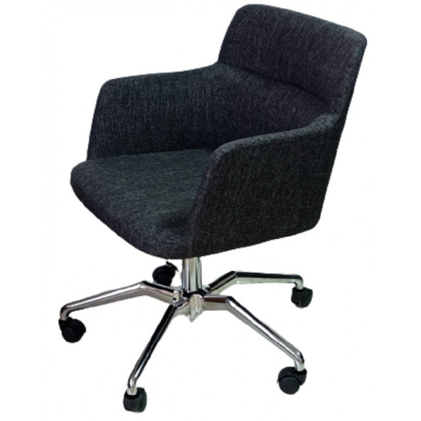 Büro Sandalyesi Örümcek Yıldız Ayaklı Antrasit Keten Kumaş - 4