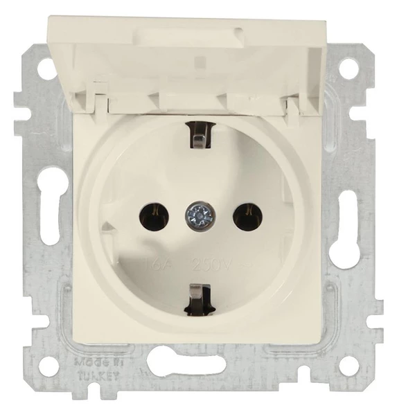 Mutlusan Rita Kapaklı Topraklı Priz   Krem ürün görseli 1