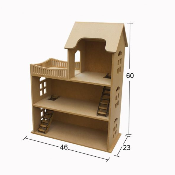 Ahşap Teraslı Oyun Evi 46x60cm MNH04 ürün görseli