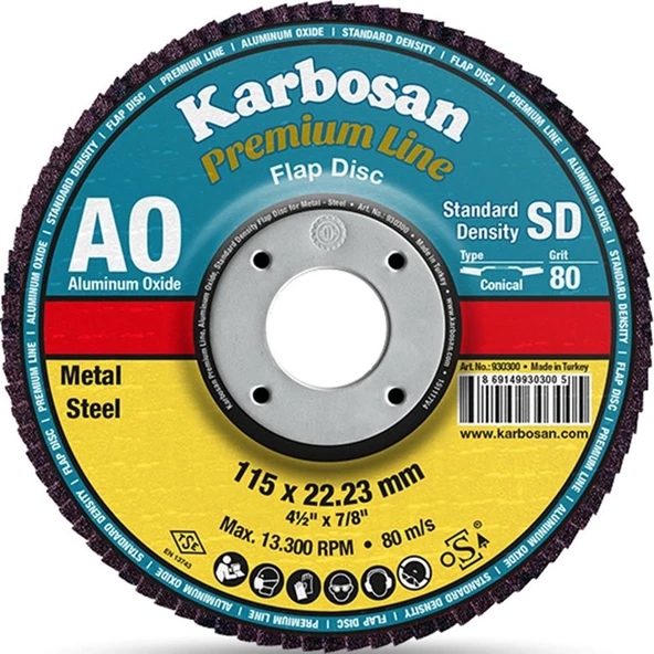 Karbosan Alüminyum Oksit Flap Disk Zımpara 115mm  120
