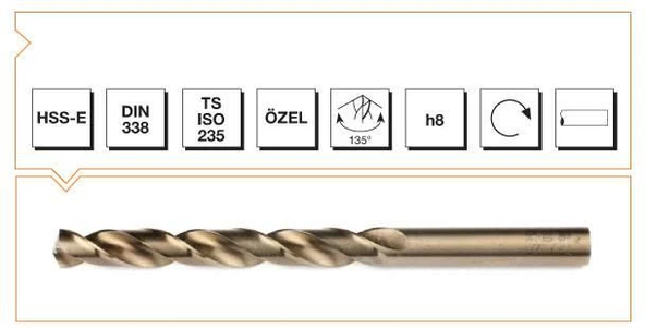 Mte Silindirik Saplı Krom Matkap Ucu - Altın Seri   2.5mm