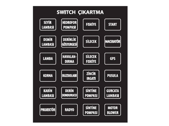 Bfy Switch İçin Kare Türkçe Çıkartma 24 parça