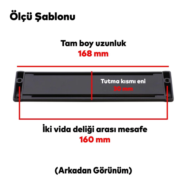 Plus Mobilya Mutfak Dolap Dolabı Kapak Çekmece Kulpu Kulbu (160 MM-16.0 CM) Mat Siyah Metal Kulpları - 4