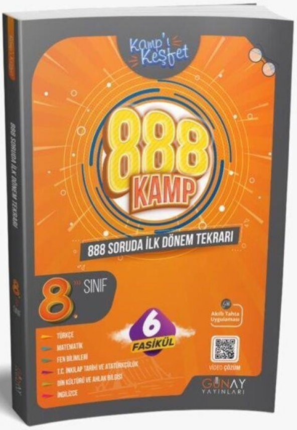 8. Sınıf 888 Soruda İlk Dönem Kamp Kitabı Günay Yayınları