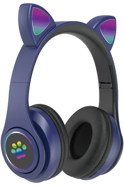 Kedi Kulak Led Işıklı Kablosuz Bluetooth Mikronlu Hafıza Kartı Girişli Kulaklık - 2