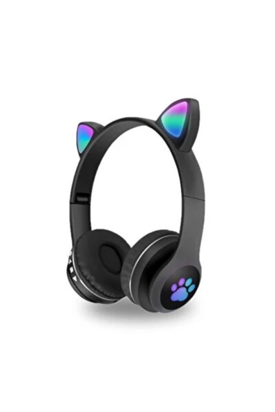 Kedi Kulak Led Işıklı Kablosuz Bluetooth Mikronlu Hafıza Kartı Girişli Kulaklık - 5