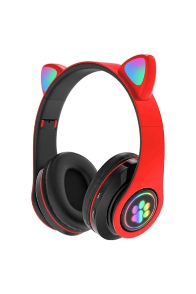 Kedi Kulak Led Işıklı Kablosuz Bluetooth Mikronlu Hafıza Kartı Girişli Kulaklık - 3
