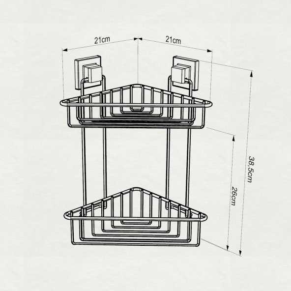 TEKNOTEL DELME VİDA MATKAP YOK! easyFIX YAPIŞKANLI İKİ KATLI BANYO KÖŞE RAFI MAT SİYAH EF257 - 3