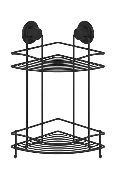 TEKNOTEL DELME VİDA MATKAP YOK! VAKUMLU İKİ KATLI BANYO KÖŞE RAFI MAT SİYAH DM253 - 7