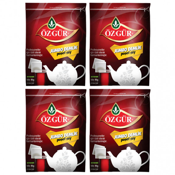 ÖZ-GÜR Jumbo Demlik Poşet Çay 10 Gr 50'li 4 Adet