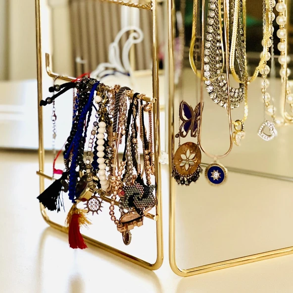 TEKNOTEL TAKI AKSESUAR STANDI DEKORATİF ORGANİZER GOLD EG210 - 6