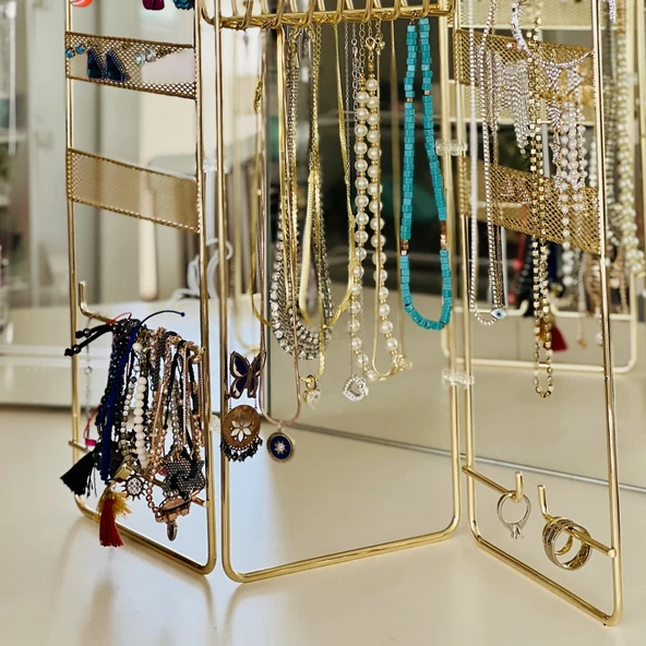 TEKNOTEL TAKI AKSESUAR STANDI DEKORATİF ORGANİZER GOLD EG210 - 4