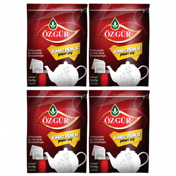 ÖZ-GÜR Jumbo Demlik Poşet Çay 20 Gr 50'li 4 Adet