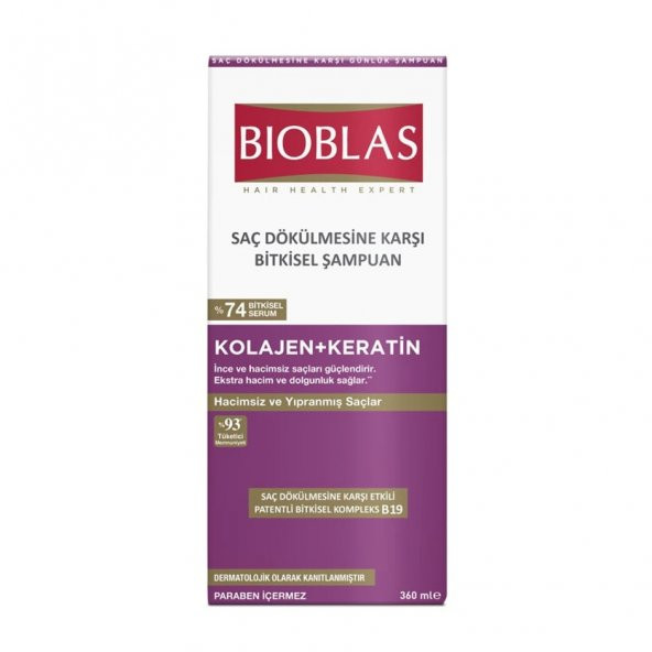 Bioblas Kolajen Keratin Saç Dökülmesine Karşı Bitkisel Şampuan 360x4 1440 ml