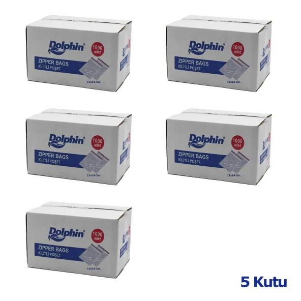 Dolphin Kilitli Şeffaf Buzdolabı Kilitli Saklama Poşeti Torba - 11x14 Cm. - 1000 Adetlik 5 Kutu - 2