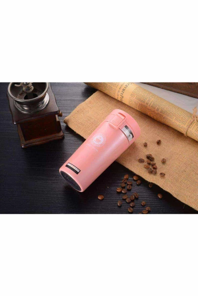 Kaliteli Paslanmaz Çelik Çift Katman Katman Kahve Fincanı Araç 380 ml Termos Bardak Pembe - 3