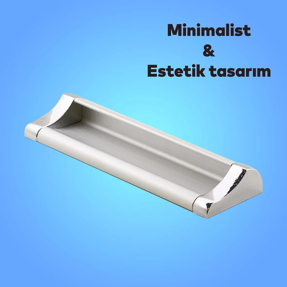 Plus Mobilya Mutfak Dolap Dolabı Kapak Çekmece Kulpu Kulbu (96 MM-9.6 CM) Mat Krom Metal Kulpları - 2
