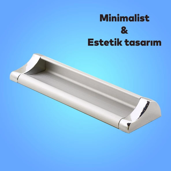 Plus Mobilya Mutfak Dolap Dolabı Kapak Çekmece Kulpu Kulbu (128 MM-12.8 CM) Mat Krom Metal Kulpları - Resim 2