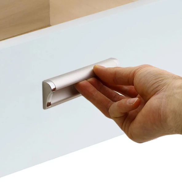 Plus Mobilya Mutfak Dolap Dolabı Kapak Çekmece Kulpu Kulbu (128 MM-12.8 CM) Mat Krom Metal Kulpları - Resim 3