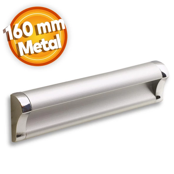 Plus Mobilya Mutfak Dolap Dolabı Kapak Çekmece Kulpu Kulbu (160 MM-16.0 CM) Mat Krom Metal Kulpları