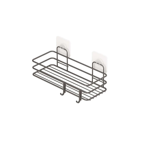 TEKNOTEL YAPIŞKANLI KANCALI BANYO RAFI MAT SİYAH ST117H - 3