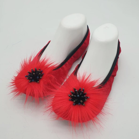 Taşlı Ev Babeti Ve Patik Kırmızı Renk - 9