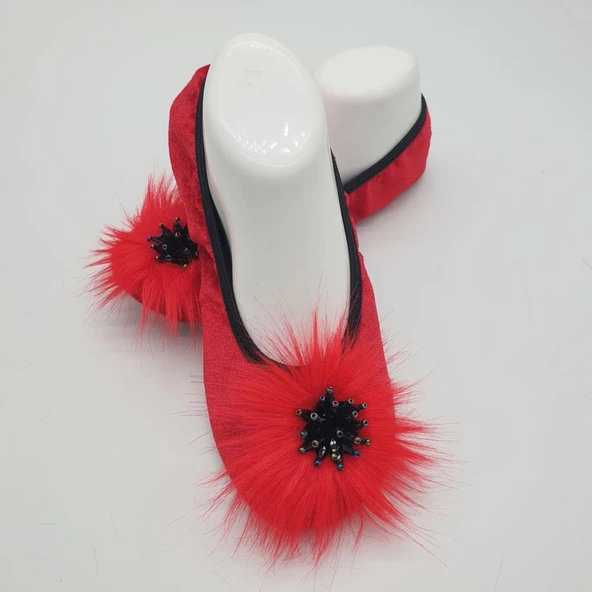 Taşlı Ev Babeti Ve Patik Kırmızı Renk - 6