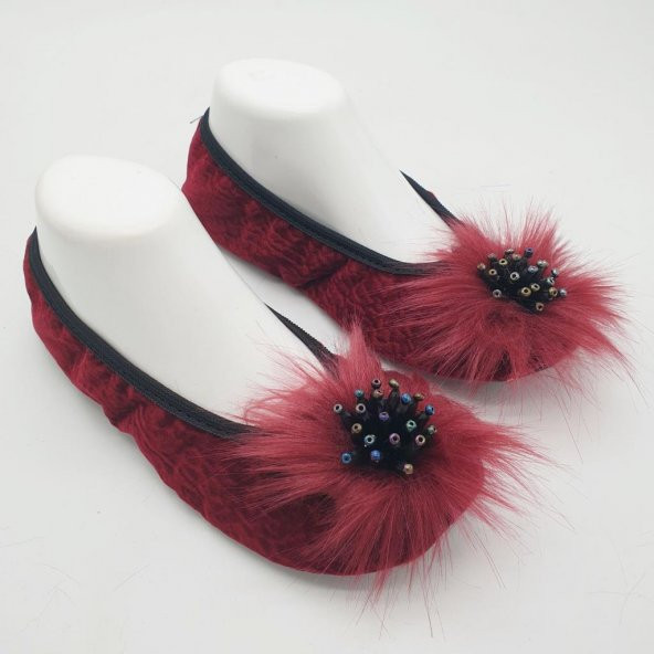 Taşlı Ev Babeti Ve Patik Bordo Renk