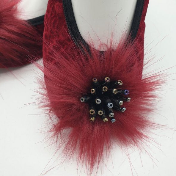 Taşlı Ev Babeti Ve Patik Bordo Renk - 2